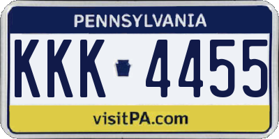 PA license plate KKK4455