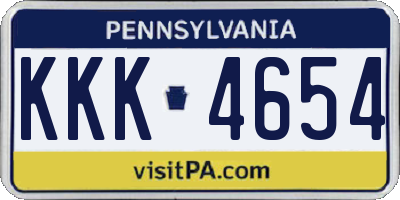 PA license plate KKK4654