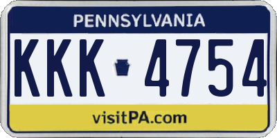 PA license plate KKK4754