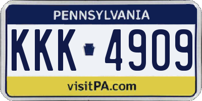 PA license plate KKK4909