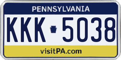 PA license plate KKK5038