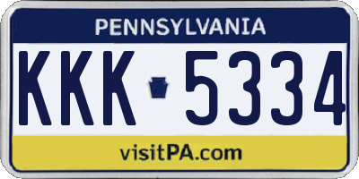PA license plate KKK5334