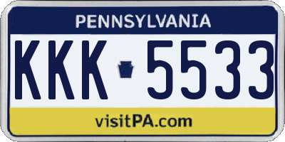 PA license plate KKK5533