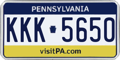 PA license plate KKK5650