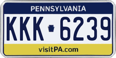 PA license plate KKK6239