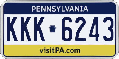 PA license plate KKK6243