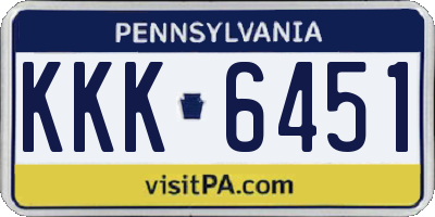 PA license plate KKK6451