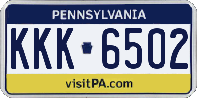 PA license plate KKK6502
