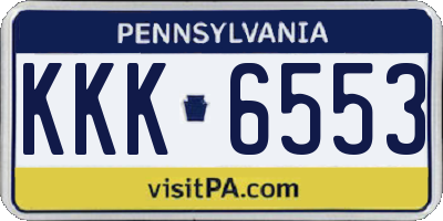 PA license plate KKK6553