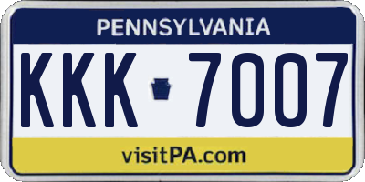 PA license plate KKK7007