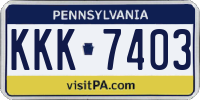 PA license plate KKK7403