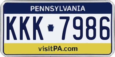 PA license plate KKK7986