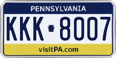 PA license plate KKK8007