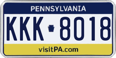 PA license plate KKK8018