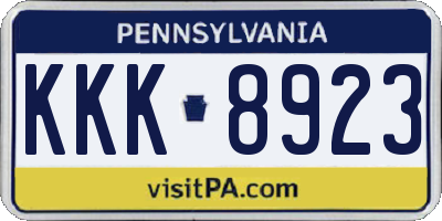 PA license plate KKK8923