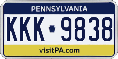 PA license plate KKK9838