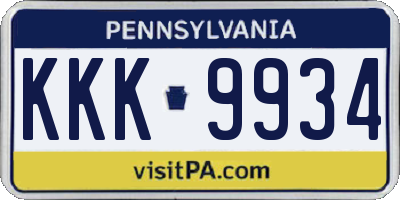 PA license plate KKK9934