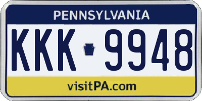 PA license plate KKK9948