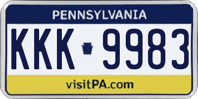 PA license plate KKK9983