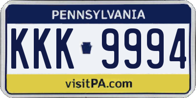 PA license plate KKK9994