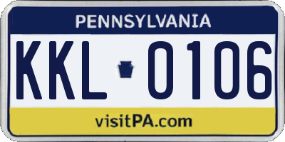PA license plate KKL0106