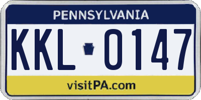 PA license plate KKL0147