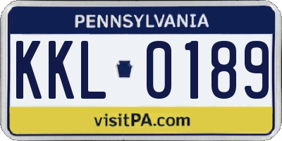 PA license plate KKL0189