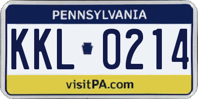 PA license plate KKL0214
