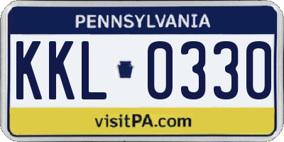 PA license plate KKL0330