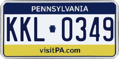 PA license plate KKL0349