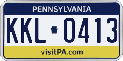 PA license plate KKL0413