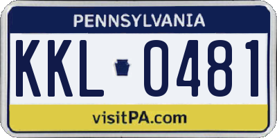 PA license plate KKL0481