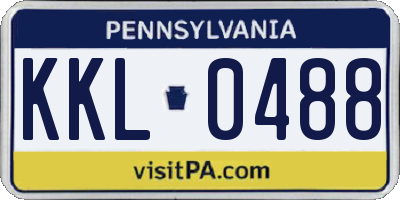 PA license plate KKL0488