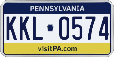 PA license plate KKL0574