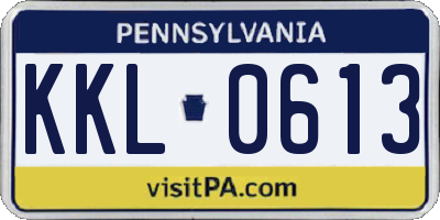 PA license plate KKL0613
