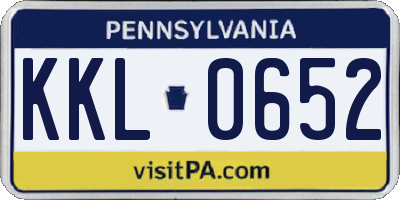 PA license plate KKL0652