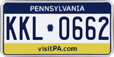PA license plate KKL0662