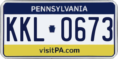 PA license plate KKL0673