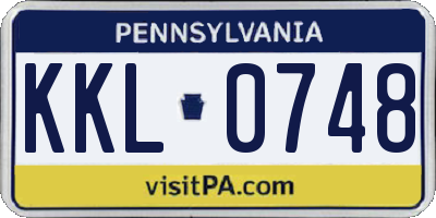 PA license plate KKL0748