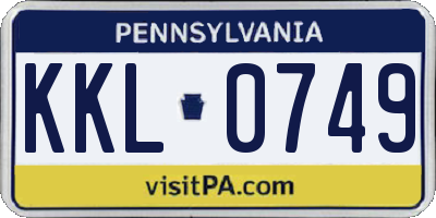 PA license plate KKL0749