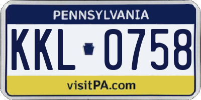PA license plate KKL0758