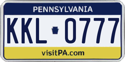 PA license plate KKL0777