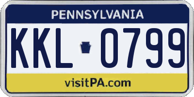 PA license plate KKL0799