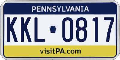 PA license plate KKL0817