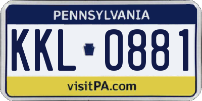 PA license plate KKL0881