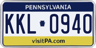 PA license plate KKL0940