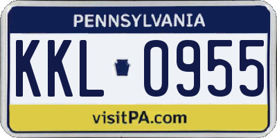 PA license plate KKL0955