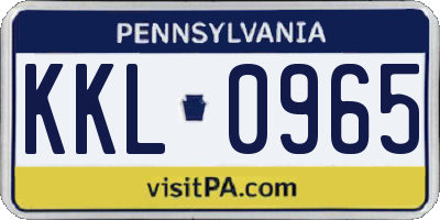 PA license plate KKL0965