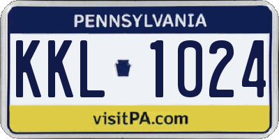 PA license plate KKL1024