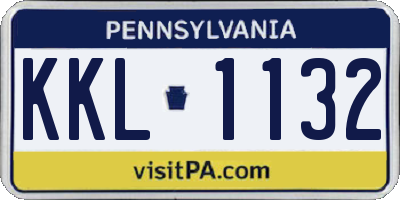 PA license plate KKL1132
